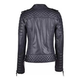 Women's Black Quilted Leather Biker Jacket